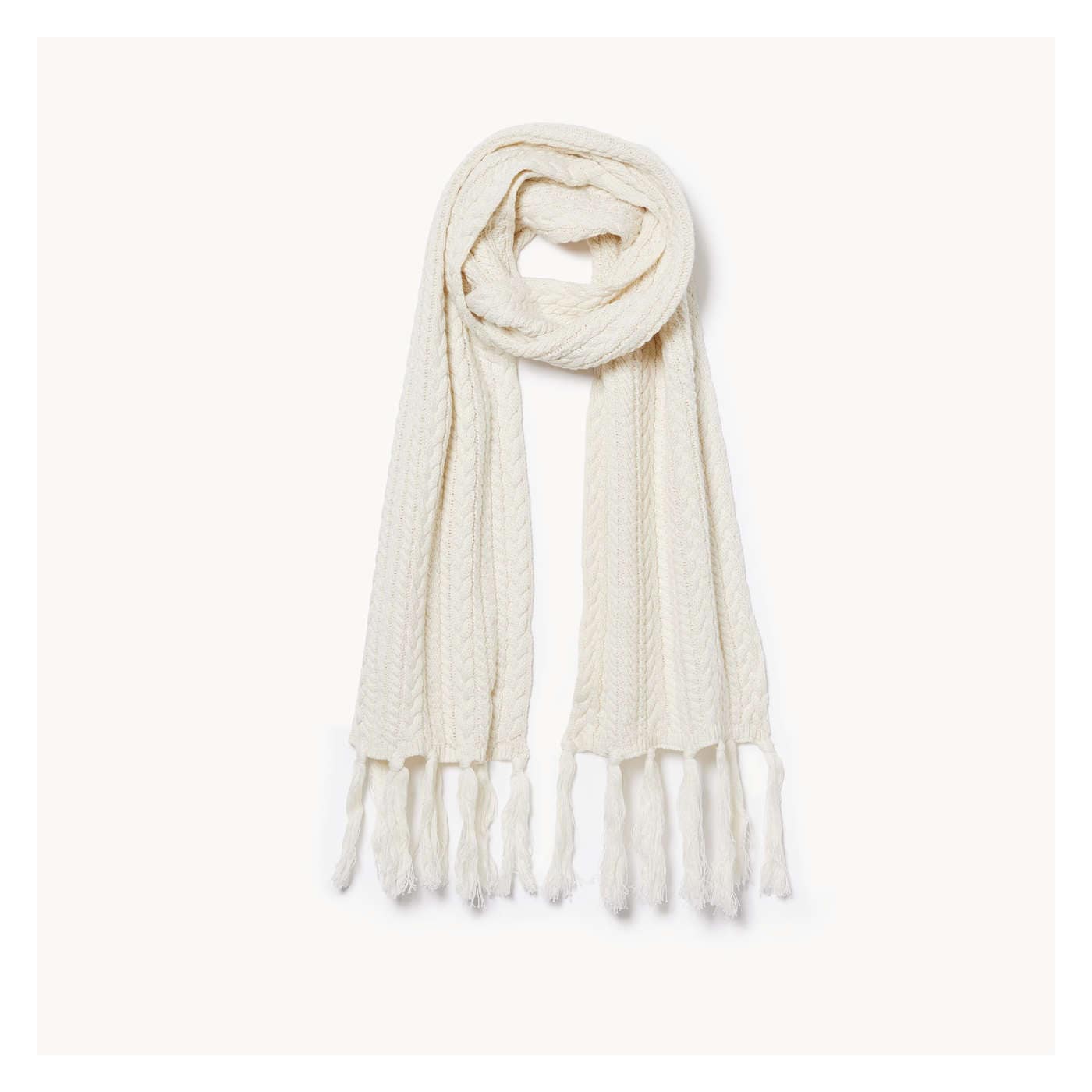 Cable Knit Scarf in Off White from Joe Fresh